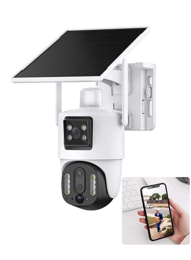 v380 Solar Triple Lens WiFi PTZ Security Camera with Zoom, Human Detection, Night Vision, Motion Alert, Two-Way Audio, Outdoor CCTV Camera, V380 App Support - Image 1